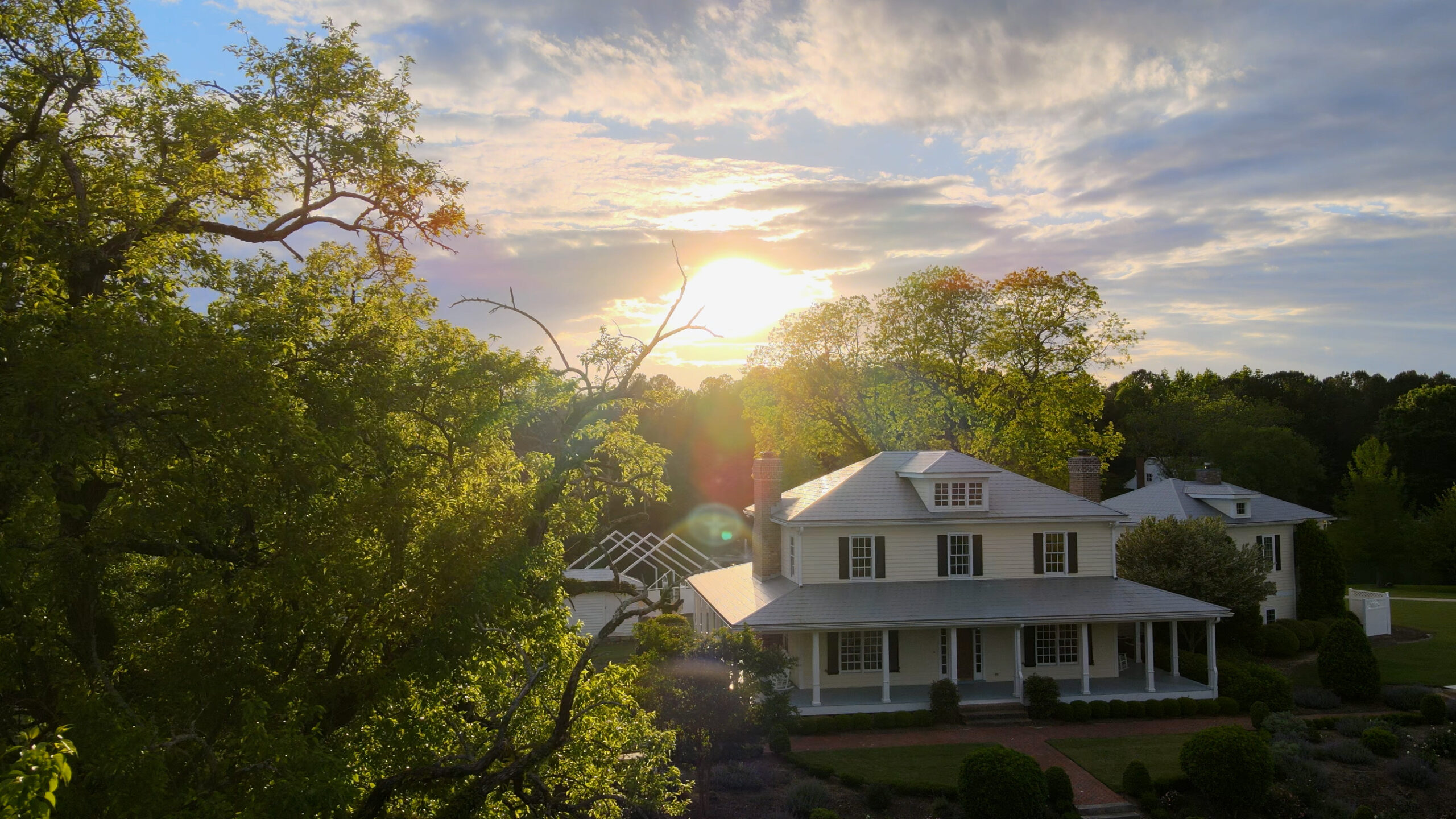 Cinematic sunset at wedding venue